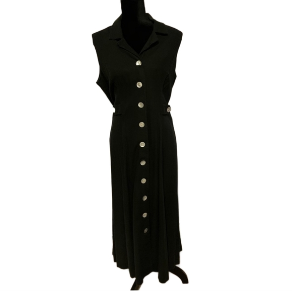 Virgo Midi Black Linen Halter Dress Size 16 Spring Summer - Picture 4 of 11